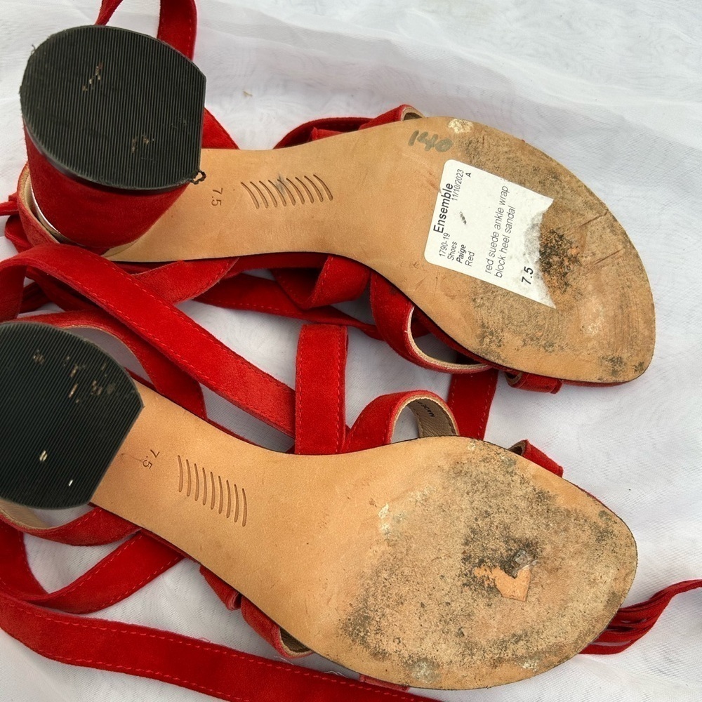 Paige Jodie Red Suede Heels Shoes Christmas Wedding Guest Formal Black Tie S 7.5 - Picture 10 of 10